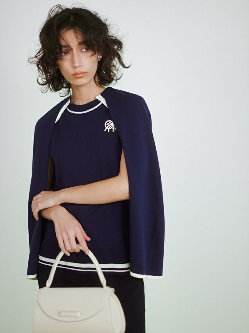 ✨美品✨ セルフォード 2Way 洗濯可能 ケーププルオーバー ニット ブルー ✨美品✨ セルフォード 2Way 洗濯可能 ケーププルオーバー