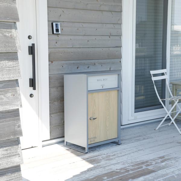 【先着クーポン配布中】 宅配ボックス 宅配BOX おしゃれ 戸建て 一軒家 自宅用 鍵付き 印鑑ケース 収納スペース 郵便受け付き ポスト 玄関 エントランス ブラック 黒 グレー 木目柄｜【うさぎ屋】 インテリア＆ＤＩＹ