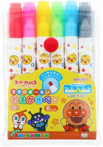 楽天市場】アンパンマン さきのまーるいおえかきペン 水性ペン 6色