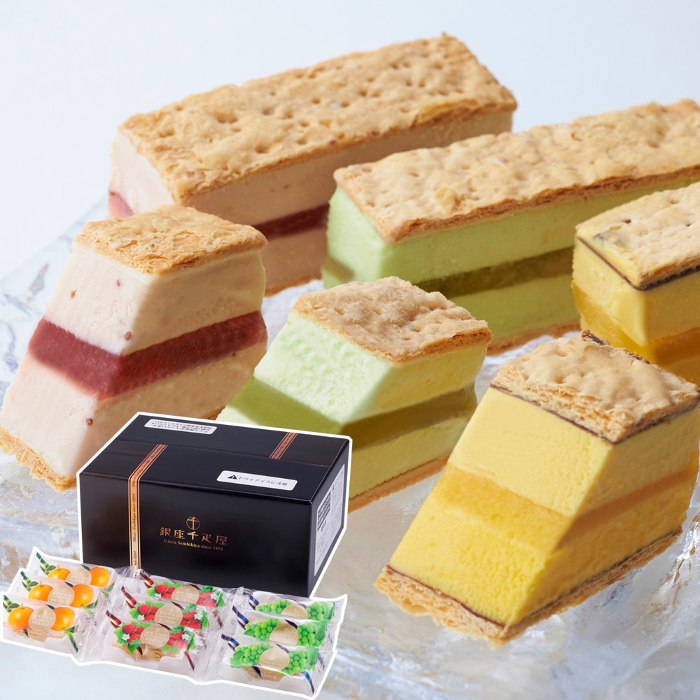 楽天市場 送料無料 銀座千疋屋 銀座ミルフィーユアイス 3種 うさマート 楽天市場店