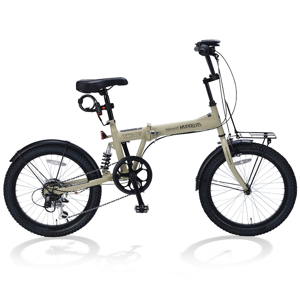 自転車 MYPALLAS 折畳自転車 6段変速 池商 MYPALLAS 折畳セミファット20・6段ギア・リアサス MF-208|うさマート 店