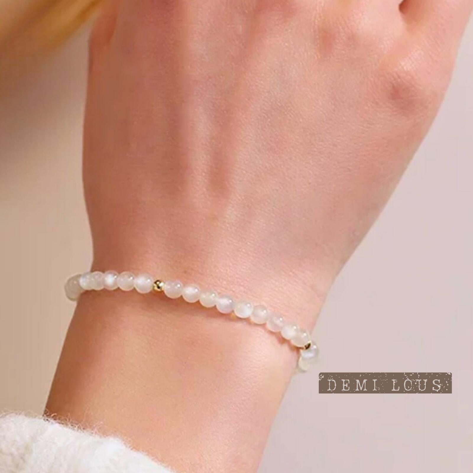 楽天市場】【再入荷】レインボー ムーンストーン ブレスレット（ボタン