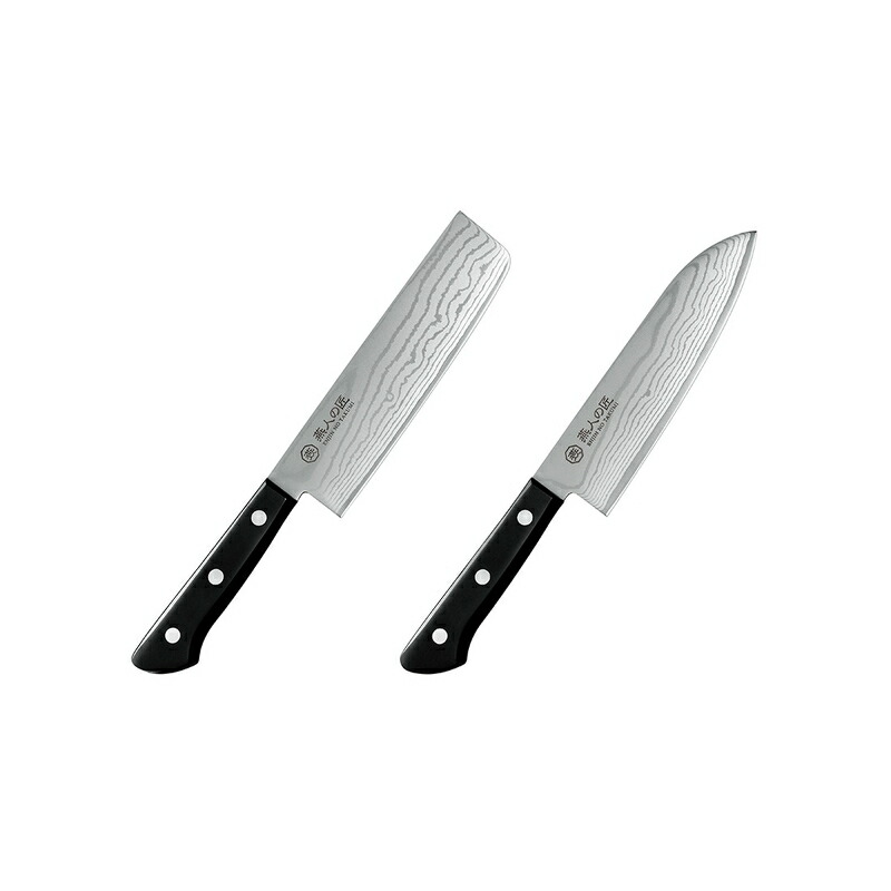包丁 三徳包丁170mm＆菜切包丁165mm ETK-3000 燕人の匠 霞流し 新潟産 燕産 日本製 包丁 お歳暮 お中元 ギフト キッチン用品 横YH｜プラスワイズ ホームセンター店