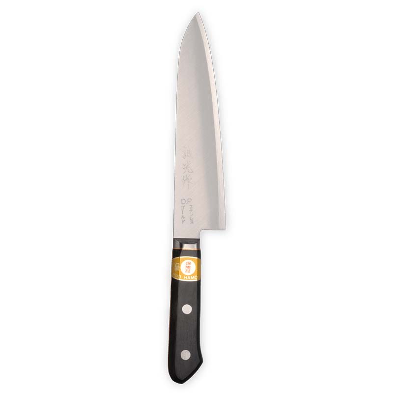 包丁 誠光作 ステンレス割込み ゴールドV1 黒合板柄 口金付き 牛刀 M104 180mm 三木刃物製作所 三冨D