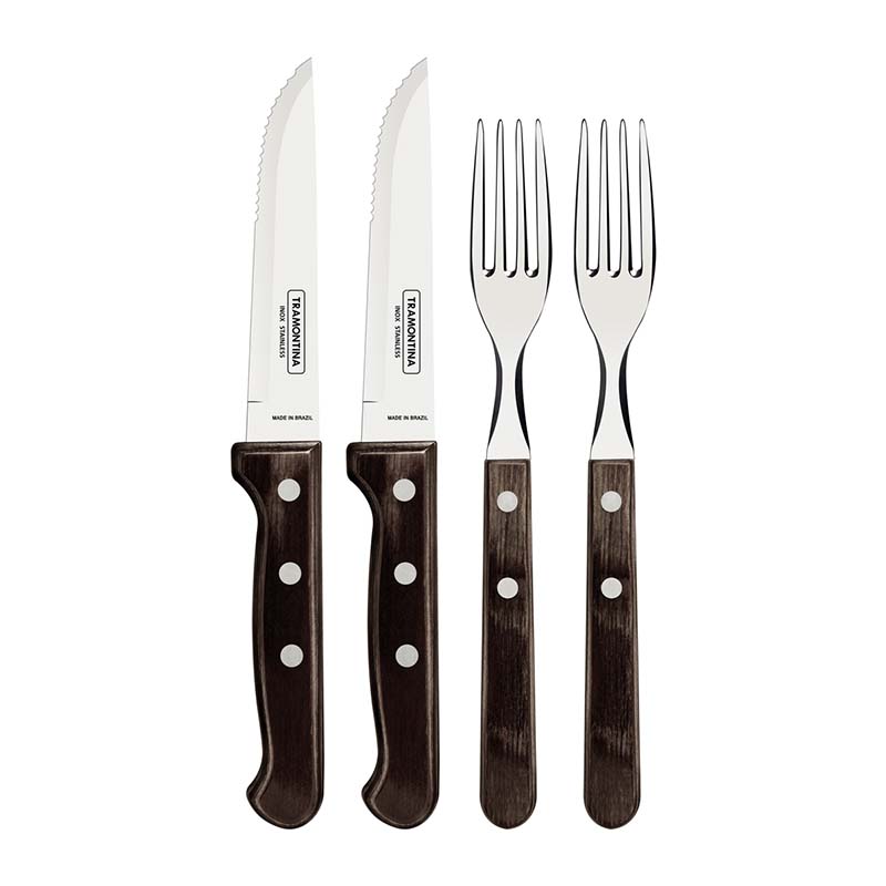 カトラリーセット プラスジャンボナイフ&ロングフォーク 4点セット ダーク 29899/312 カトラリー BBQ シュラスコ ポリウッド トラモンティーナ 福KD