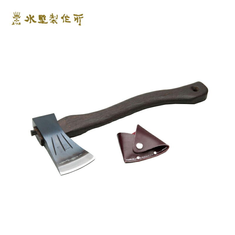 斧 割込小斧 600g 曲焼柄 010-144 まさかり オノ 革サック付 アウトドア キャンプ 本格的 薪割 焚火 水野製作所 H
