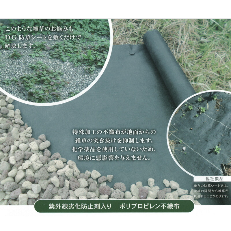 防草シート ザバーン Dg防草シート 排水 雑草対策 ほつれない 不織布 2m 50m 5本セット 雑草 除草