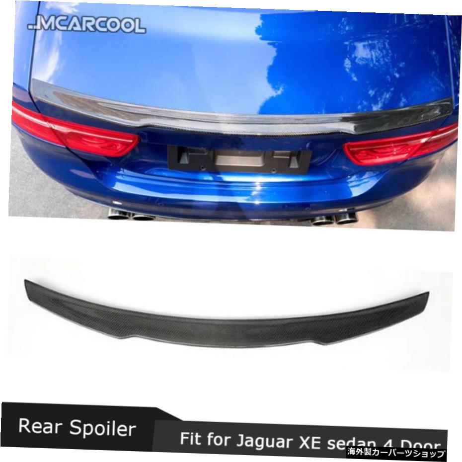 ジャガーXEセダン4ドア2015-2018KスタイルABSブラックトランクトリムウィングカースタイリング用カーボンファイバーリアリップスポイラー Carbon Fiber Rear Lip Spoiler for Jaguar XE Sedan 4-Door 2015-2018 K Style ABS Black Trunk Trim Wings Car Stylin【並行輸入品】