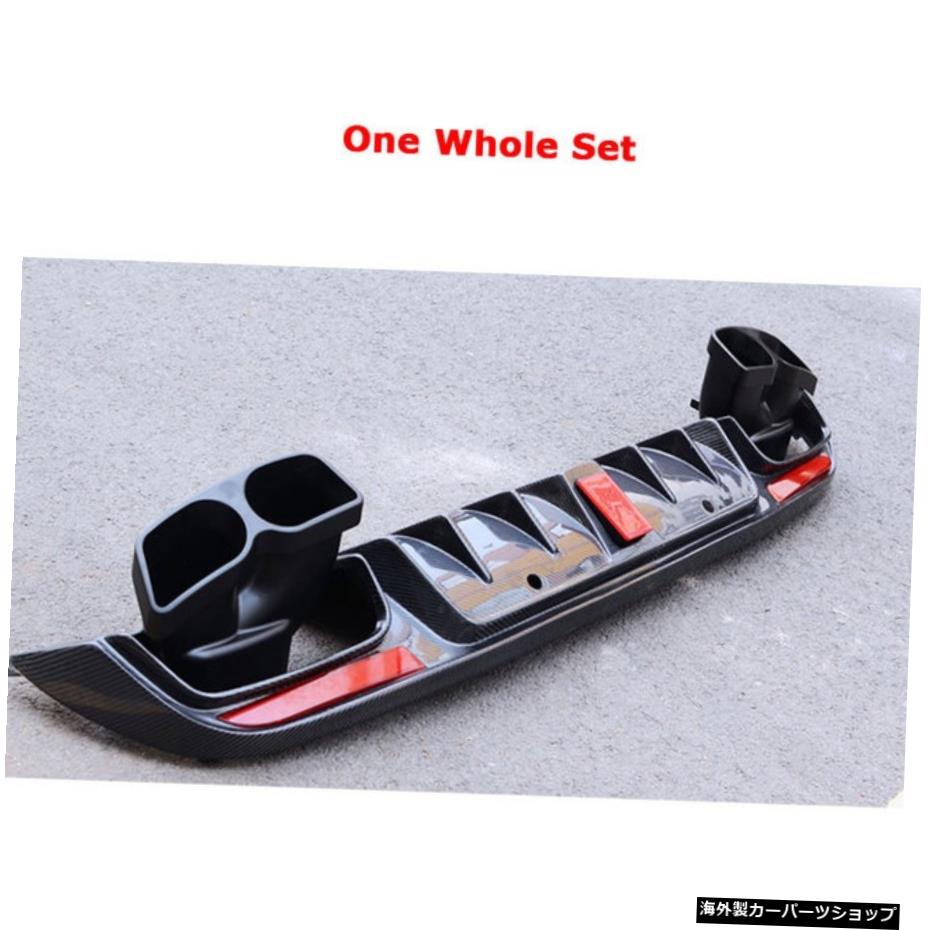 【1セット】ベンツCクラスW205C43C63AMGスポーツ4ドア2015-2020用カーボンファイバーリアバンパーリップディフューザー、LEDライトBスタイルスポイラー 【One Whole Set】Carbon Fiber Rear Bumper Lip Diffuser with LED Light B Style Spoiler For Benz C Cl【並行輸入品】