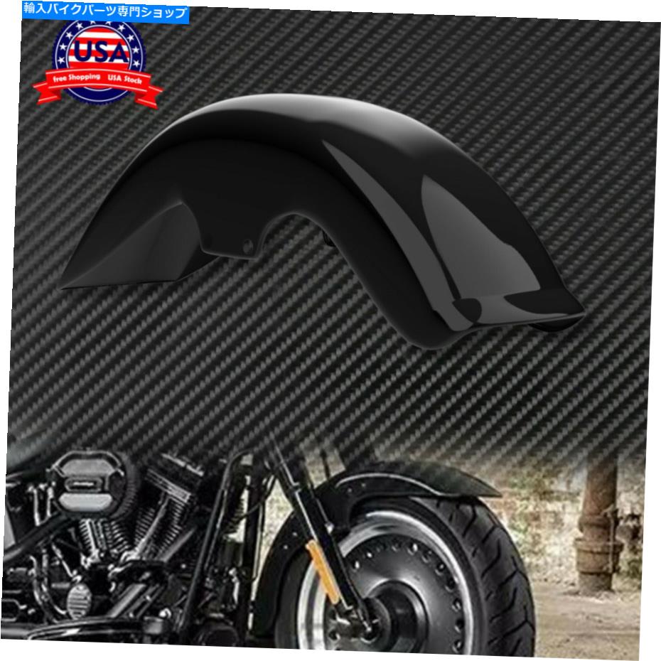 Front Fender オートバイ光沢の黒いフロントフェンダーマッドガードフィットハーレーソフトボーイ06-17 Motorcycle Gloss Black Front Fender Mudguard Fit For Harley Softail Fatboy 06-17【並行輸入品】