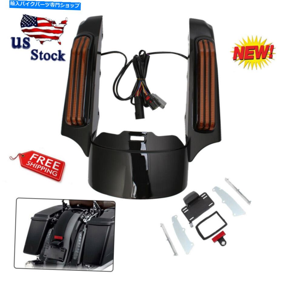 Rear Fender ブラックリアフェンダーエクステンションFascia w / harley Touring Road King 14-2018 Black Rear Fender Extension Fascia W/ Light For Harley Touring Road King 14-2018【並行輸入品】