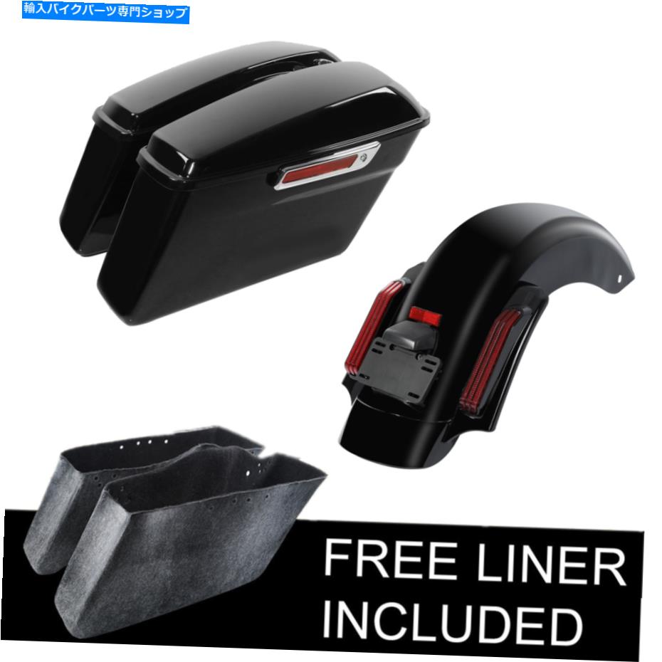 Rear Fender ABSサドルバッグリアフェンダーLEDシステムフィットハーレーロードストリートグライド14-21 CVO ABS Saddlebags Rear Fender LED System Fit For Harley Road Street Glide 14-21 CVO【並行輸入品】