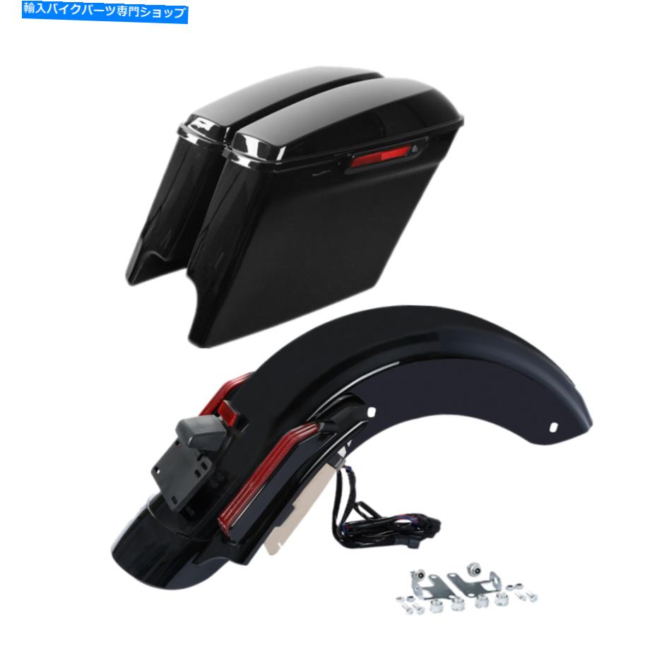 Rear Fender 5インチサドルバッグ＆LEDリアフェンダーフィットハーレーCVOツーリングFlhr Flht 14+ 5\