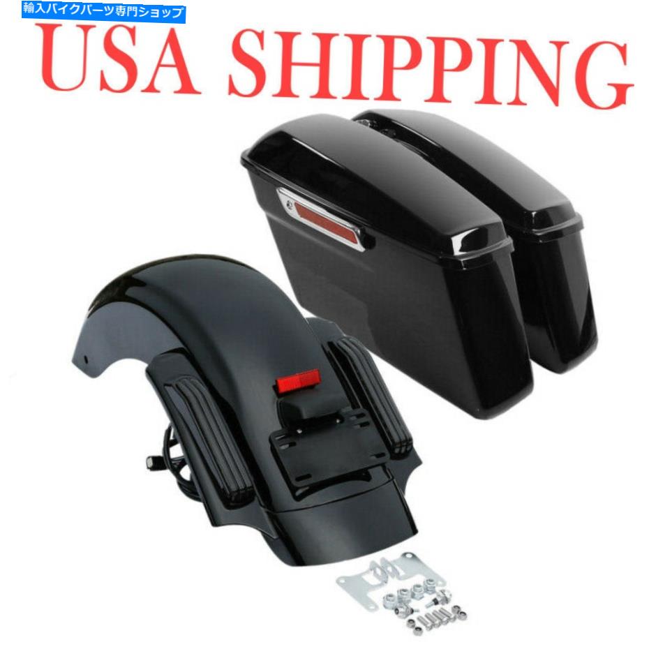 Rear Fender サドルバッグ＆リアルLEDフェンダーフィットハーレーツーリングストリートツアーグライド2014-2019 Saddlebags & Rear LED Fender Fit For Harley Touring Street Tour Glide 2014-2019【並行輸入品】