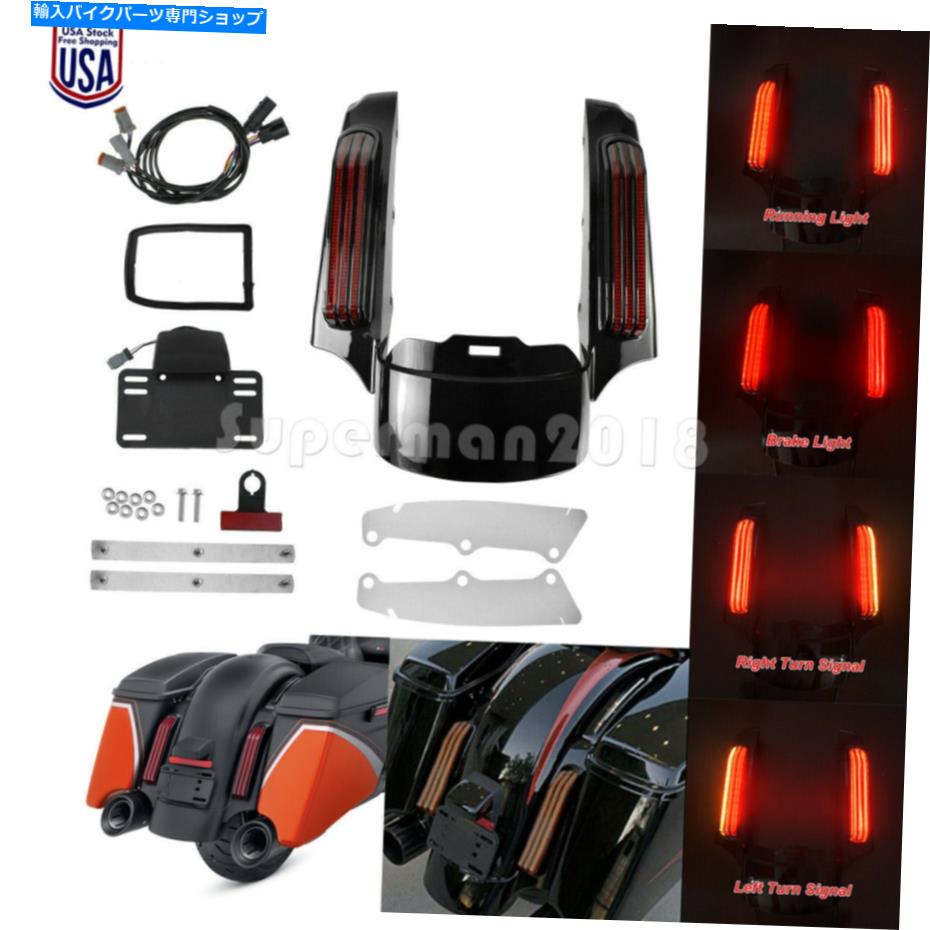Rear Fender ハーレーグライドのためのリアフェンダー拡張信号ブレーキランLEDランプフィット Rear Fender Extension Turnning Signal Brake Run LED Lamp Fit For Harley Glide【並行輸入品】
