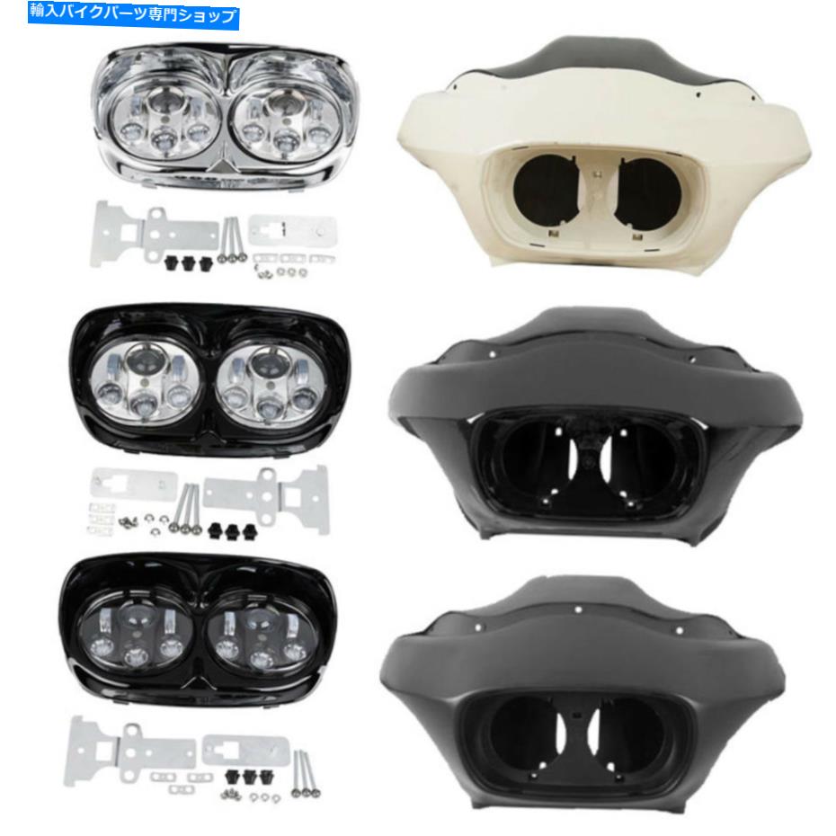 Inner Fairing インナーアウターフェアリゾート5.75 ''ハーリーツーリングロードグライド98-13のためのデュアルヘッドライト5.75 ' Inner Outer Fairings 5.75'' Dual Headlight For Harley Touring Road Glide 98-13【並行輸入品】
