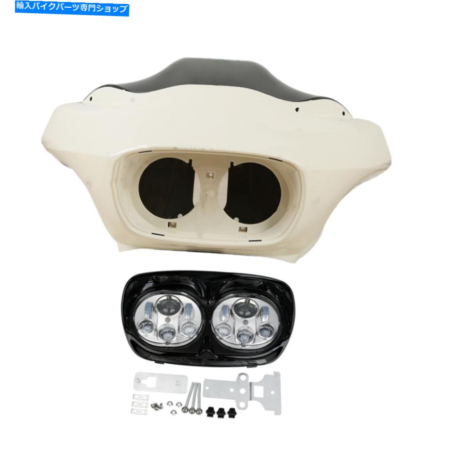 Inner Fairing ABSインナーの外側のフェアリングデュアルLEDヘッドライトフィットハーレーロードグライドFLTR 98-13 ABS Inner Outer Fairing Dual LED Headlight Fit For Harley Road Glide FLTR 98-13【並行輸入品】
