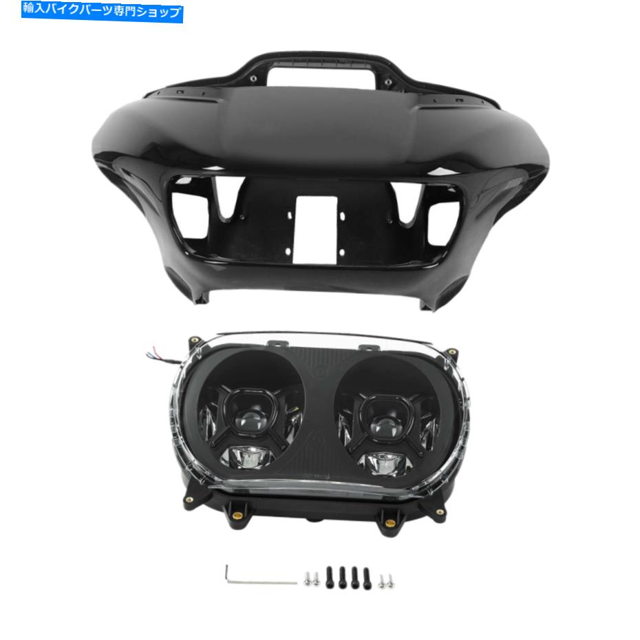 Inner Fairing インナーアウターフェアリングはハーレーツーリングロードグライドFltrx 15-21のためのヘッドライトフィットを導きました Inner Outer Fairings LED Headlight Fit For Harley Touring Road Glide FLTRX 15-21【並行輸入品】