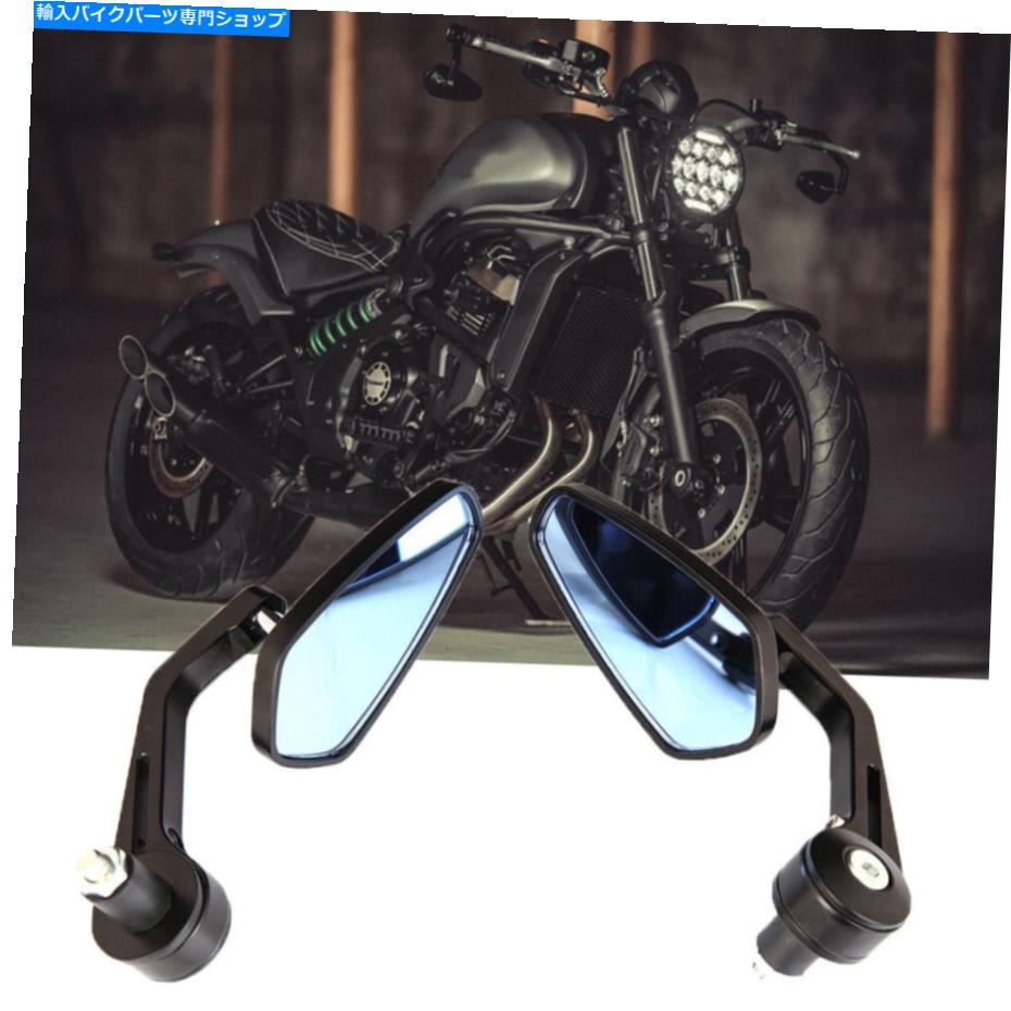 Mirror オートバイ7/8 '' 22mmカーボンファイバーアルミニウムリアビューサイドミラーハンドルバーエンド Motorcycle 7/8'' 22mm Carbon Fiber Aluminum Rear View Side Mirror Handle Bar End【並行輸入品】