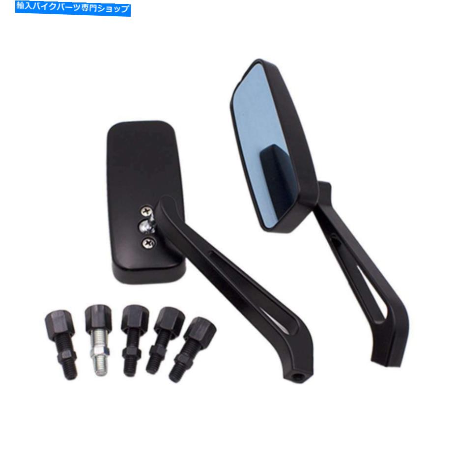 Mirror 1ペアユニバーサルオートバイ長方形黒の背面図サイドブルーミラー8mm 10mm 1 Pair Universal Motorcycle Rectangle Black Rear View Side Blue Mirrors 8MM 10MM【並行輸入品】
