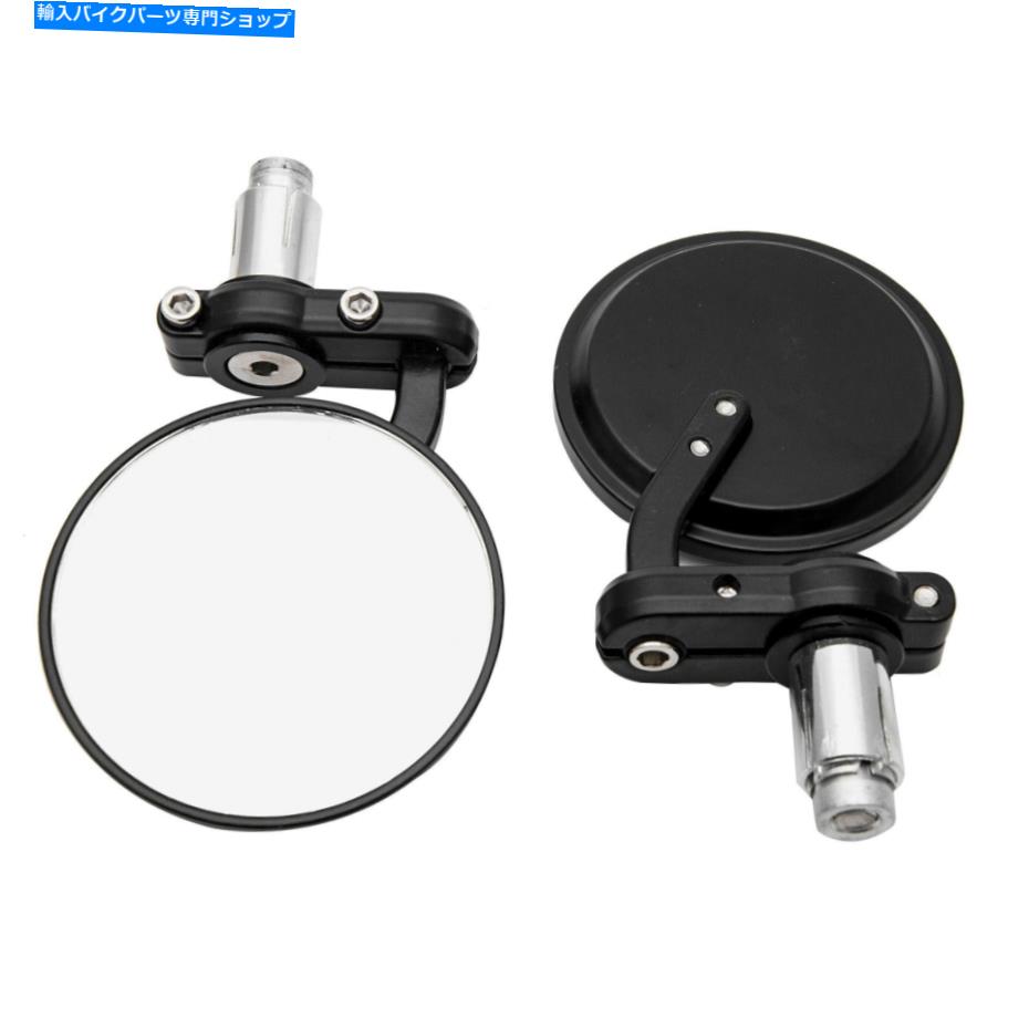 Mirror オートバイのバイクサイドミラーブラックウィングラウンドリアビュー7/8インチの安全性新しい Motorcycle Motorbike Side Mirror Black Wing Round Rear View 7/8Inch safety new【並行輸入品】