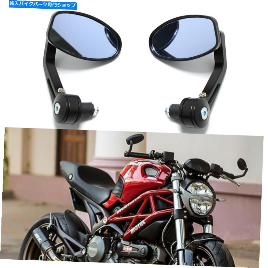Mirror ブラックバーエンドミラービレットCNC左右ドゥカティモンスター696 796 900 1100 Black Bar End Mirror Billet CNC Left & Right For Ducati Monster 696 796 900 1100【並行輸入品】