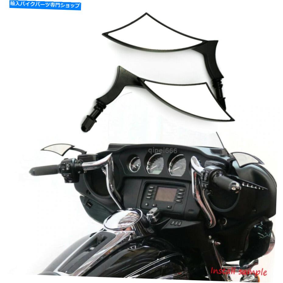 Mirror ハーリーダビッドソンロードグライドストリートの滑走観光街のオートバイブラックミラー Motorcycle Black Mirrors Fit For Harley Davidson Road Glide Street Glide Touring【並行輸入品】