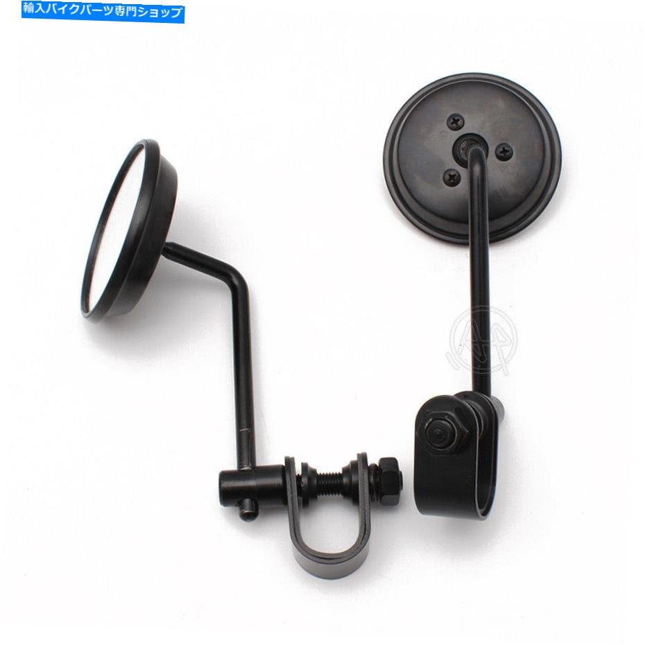 Mirror ユニバーサル25mmブラックラウンドリアビューハンドルバークリップオンリアビューサイドミラー Universal 25MM Black Round Rear View Handlebar Clip-on Rearview Side Mirrors【並行輸入品】