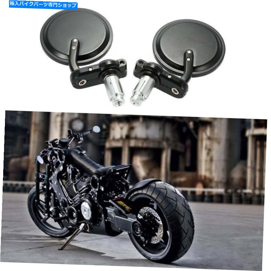 Mirror ブラックリアビューサイドミラーカスタム7/8インチハンドルバーエンドオートバイ Black Rear View Side Mirrors Custom for 7/8\