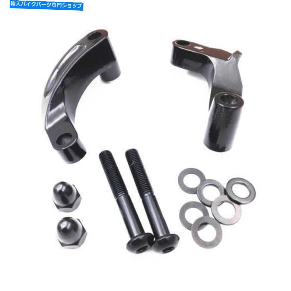 Mirror ハーリーダイナのソフト用のオートバイミラーの再配置拡張アダプタキットブラック Motorcycle Mirror Relocation Extension Adapter Kit Black For Harley Dyna Softail【並行輸入品】