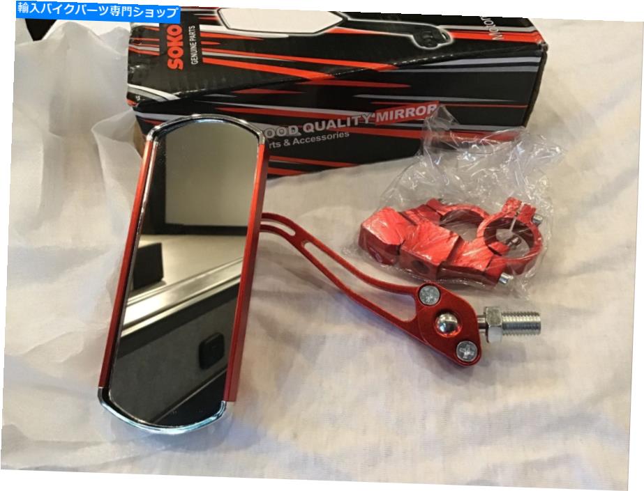 Mirror Nib~Soko赤い長方形のオートバイの鏡 NIB~ SOKO Red Rectangular Motorcycle Mirrors【並行輸入品】