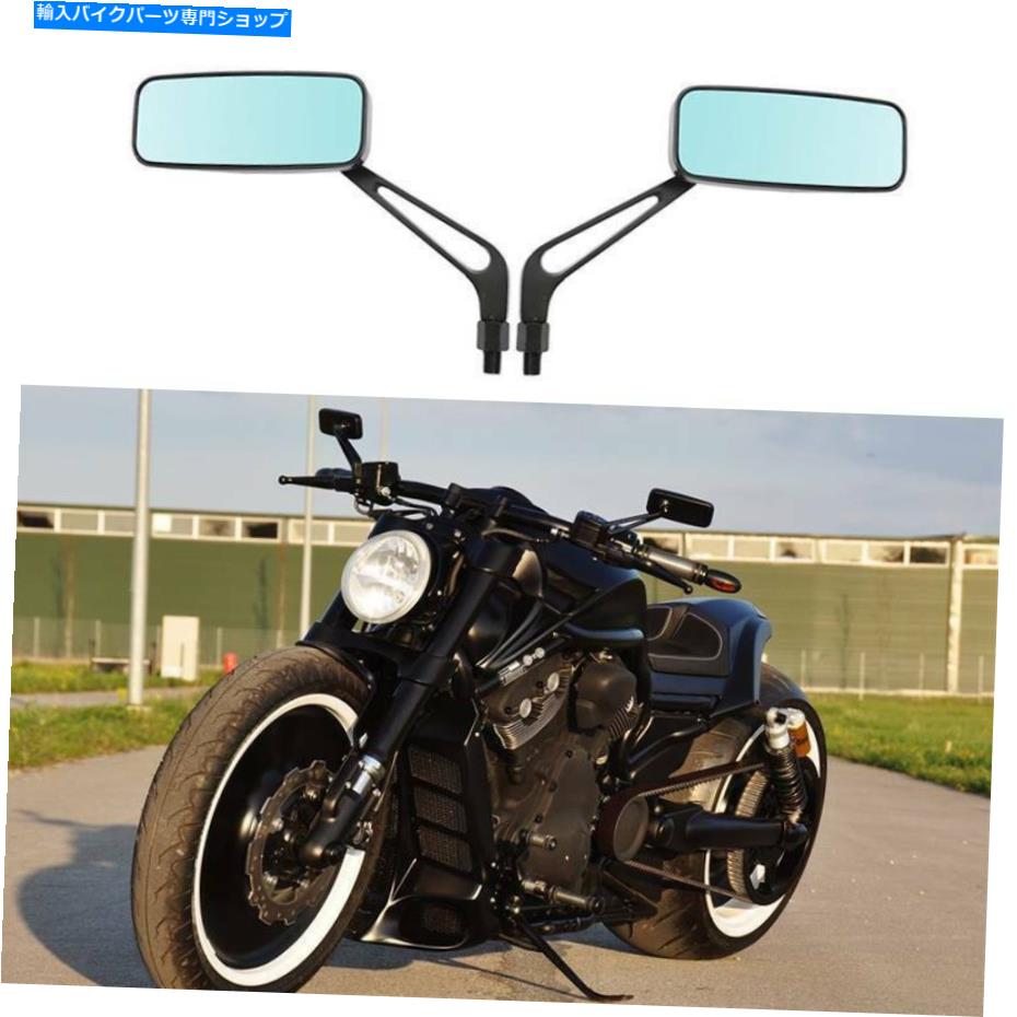 Mirror Harley Davidson V-Rod Street Glideのための黒い長方形のオートバイのサイドミラー Black Rectangle Motorcycle Side Mirrors For Harley Davidson V-Rod Street Glide A【並行輸入品】