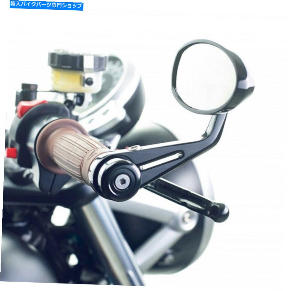 Mirror ブラックオートバイ7/8ハンドルバーエンドミラーホンダスズキヤマハカフェレーサー BLACK MOTORCYCLE 7/8 HANDLE BAR END MIRRORS FOR HONDA SUZUKI YAMAHA CAFE RACER【並行輸入品】