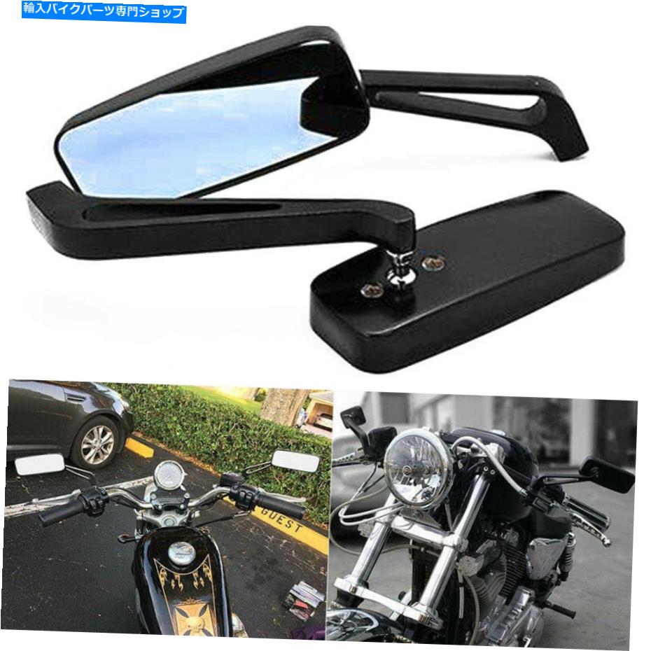 Mirror ハーレーダビッドソンチョッパーボバークルーザー米国のための黒い長方形のオートバイのミラー Black Rectangle Motorcycle Mirrors For Harley Davidson Chopper Bobber Cruiser US【並行輸入品】