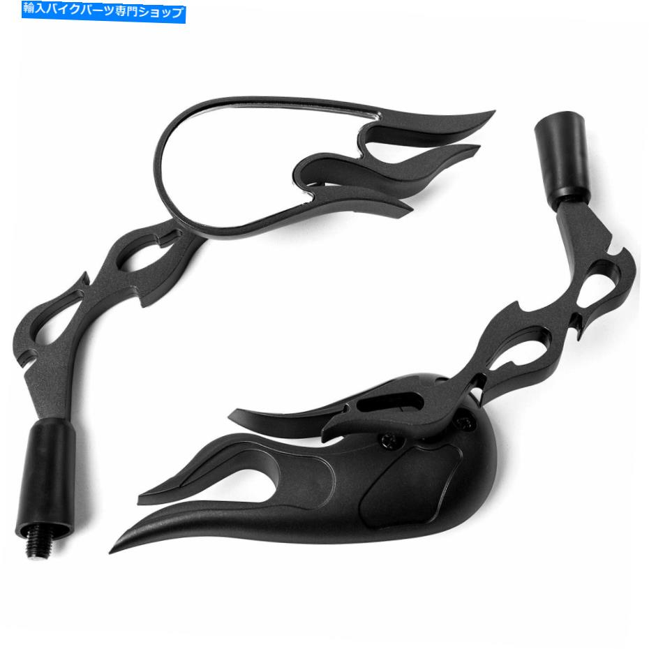 Mirror 勝利のクロスカントリーのための炎のカスタムブラックオートバイリアビューミラー Flame Custom Black Motorcycle Rear View Mirrors For Victory Cross Country【並行輸入品】