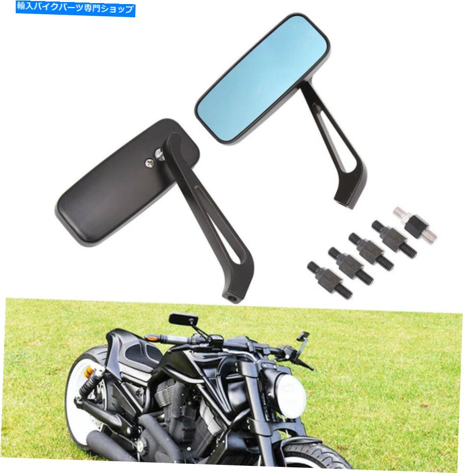 Mirror ハーレーダビッドソンダイナファットボーイエレクトラグライドのための長方形のオートバイのサイドミラー Rectangle Motorcycle Side Mirrors For Harley Davidson Dyna Fatboy Electra Glide【並行輸入品】