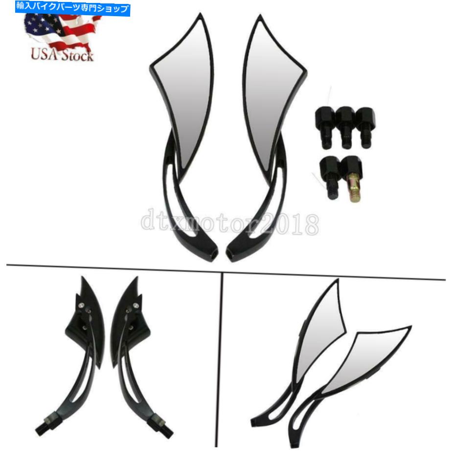 Mirror ハーリーストリートツアーロードグライドキング用オートバイブラックブレードバックミラー Motorcycle Black Blade Rearview Mirrors For Harley Street Tour Road Glide King【並行輸入品】