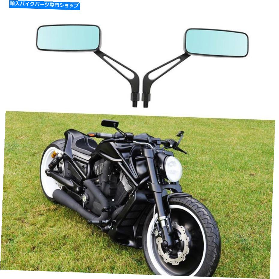 Mirror Harley Davidson V-Rod Street Glideのための長方形のオートバイのサイドミラーブラック Rectangle Motorcycle Side Mirrors Black For Harley Davidson V-Rod Street Glide A【並行輸入品】