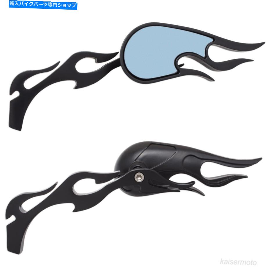 Mirror 左右黒ユニバーサル8mm 10mm手の炎リアビューミラーフロント Set Left Right Black Universal 8mm 10mm Hand Side Flame Rear View Mirror Front【並行輸入品】