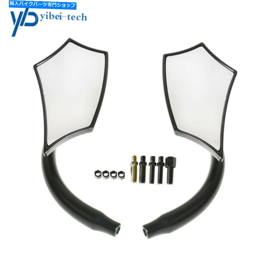 Mirror ブラックオートバイリアビューミラーペア用ハーレーダビッドソンロードグライドキング Black Motorcycle Rear View Mirrors Pair For Harley Davidson Road Glide King【並行輸入品】