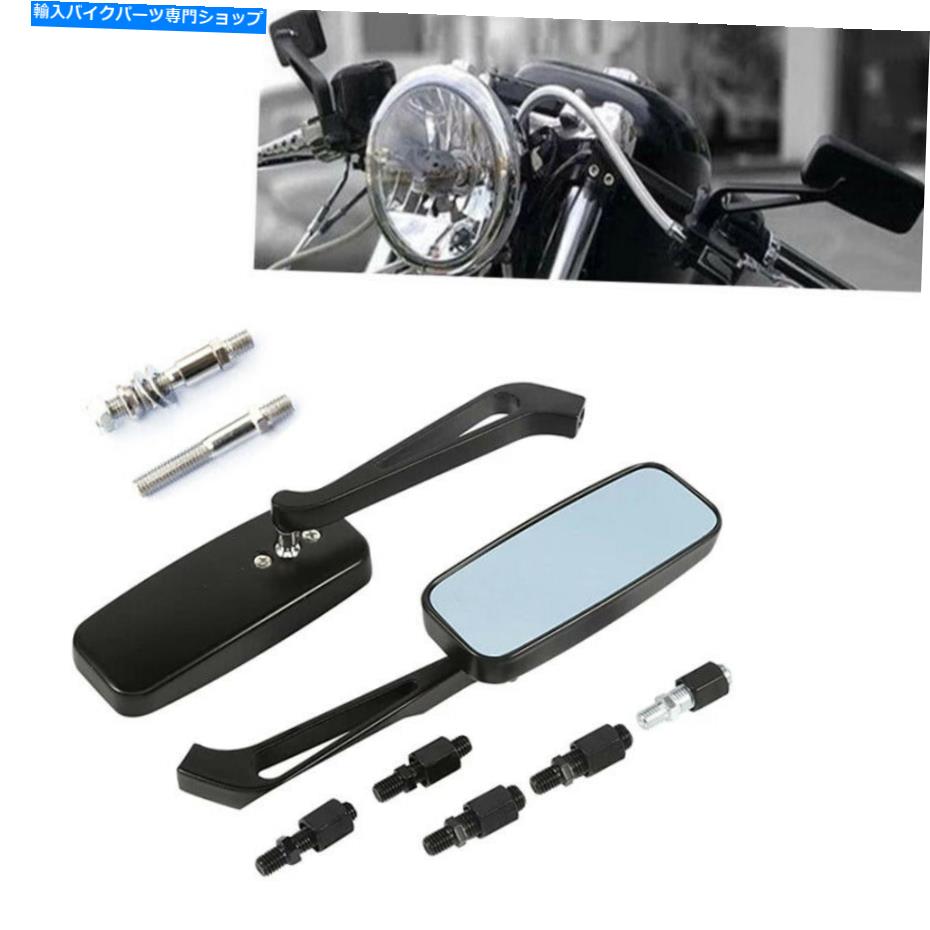 Mirror Harley Davidson Road Kingのための長方形の黒いオートバイのバックサイドミラー Rectangle Black Motorcycle Rearview Side Mirrors For Harley Davidson Road King【並行輸入品】