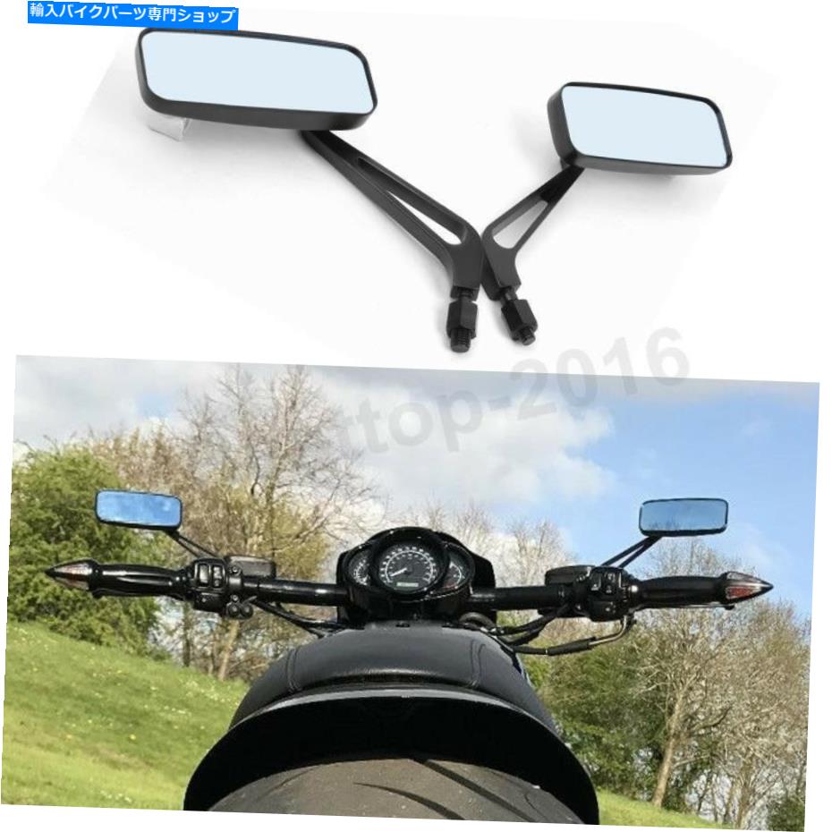 Mirror 黒い長方形のオートバイの背面サイドミラーボバーのクルーザーチョッパー8mm 10mm Black Rectangle Motorcycle Rearview Side Mirrors Bobber Cruiser Chopper 8mm 10mm【並行輸入品】