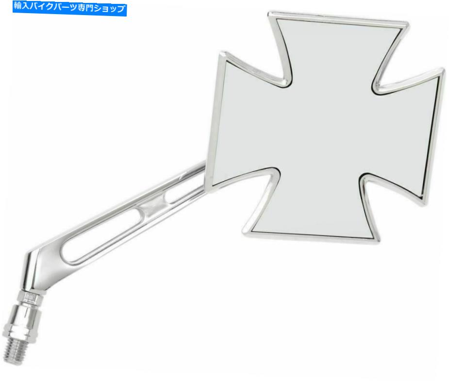 Mirror ドラッグスペシャリティクロームマルタミラースロットステムR-OR-L側ハーレーモード Drag Specialties Chrome Maltese Mirror Slotted Stem R-or-L Side on Harley Mode【並行輸入品】