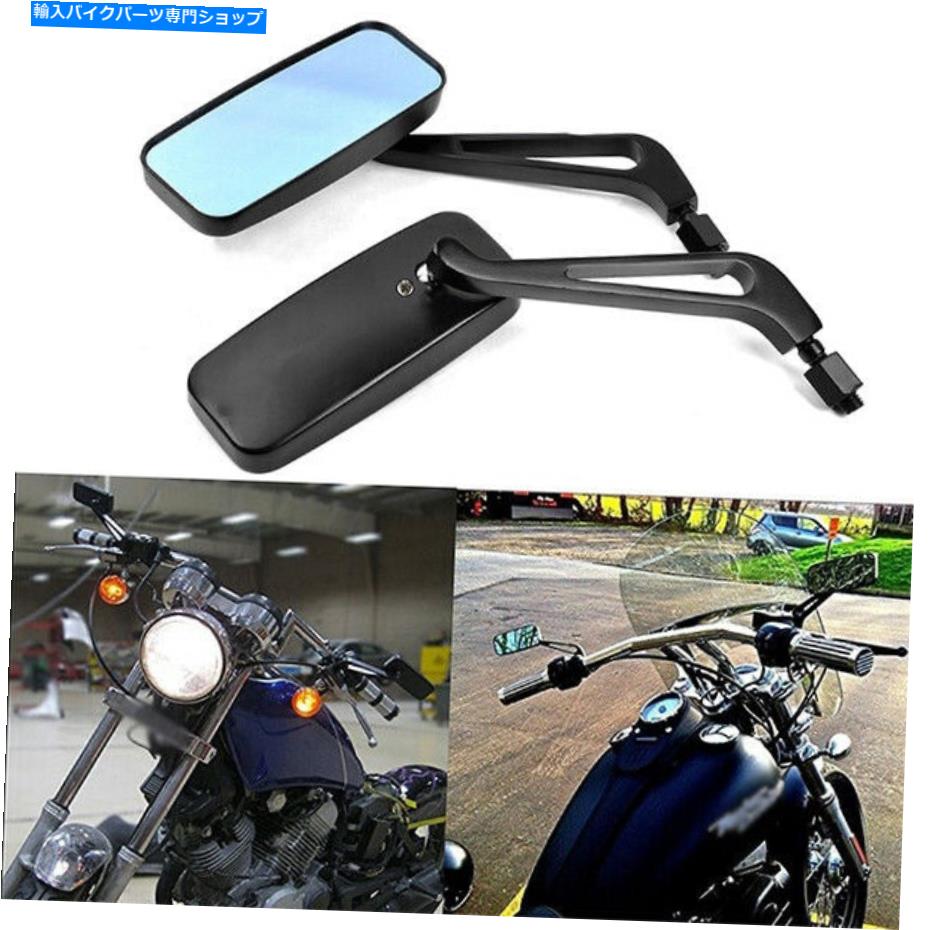Mirror チョッパーボベル鈴木山のための長方形の黒いオートバイの背面図の鏡の翼 Rectangle Black Motorcycle Rear View Mirrors Wing For Chopper Bobber Suzuki AM【並行輸入品】