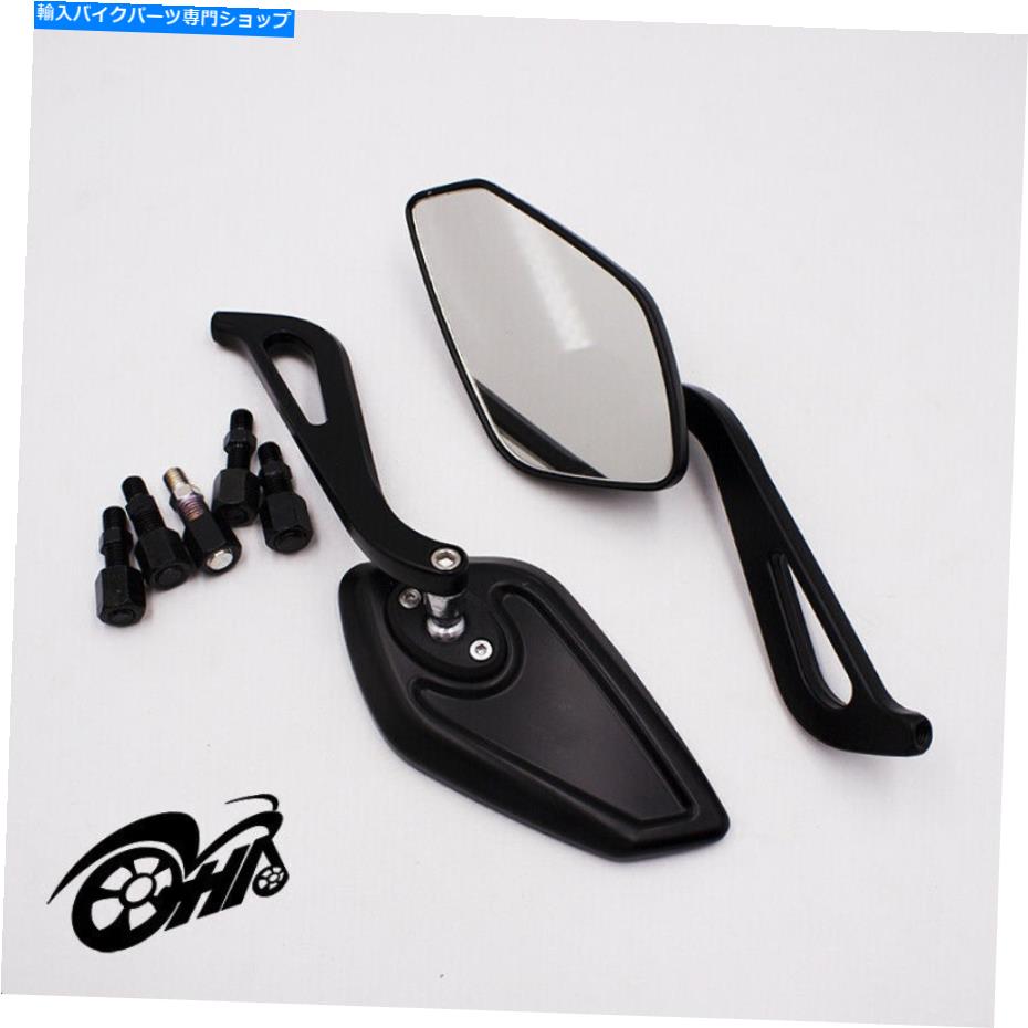 Mirror ホンダヤマハのためのオートバイユニバーサルM8 M10ブラックメタルサイドリアビューミラー Motorcycle Universal M8 M10 Black Metal Side Rear View Mirror For Honda Yamaha【並行輸入品】