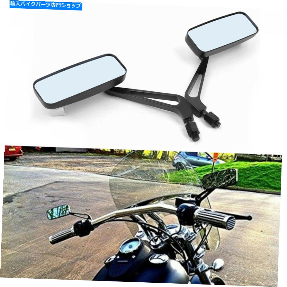 Mirror ハーレー遺産ソフトストリートグライドのための長方形のオートバイのサイドミラー8mm Rectangle Motorcycle Side Mirrors 8mm For Harley Heritage Softail Street Glide【並行輸入品】