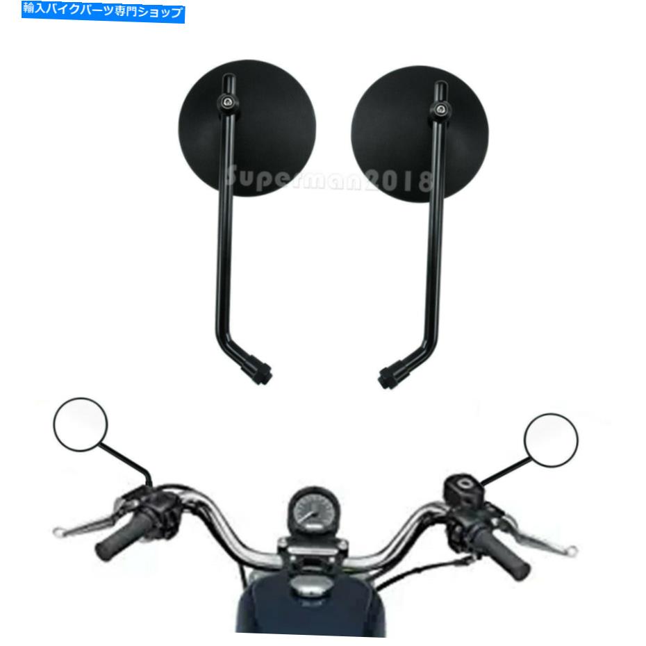 Mirror オートバイ黒ラウンド10mmリアビューミラーフィットハーレーソフトトゥーリングFXS Motorcycle Black Round 10MM Rear View Mirror Fit For Harley Softail Touring FXS【並行輸入品】