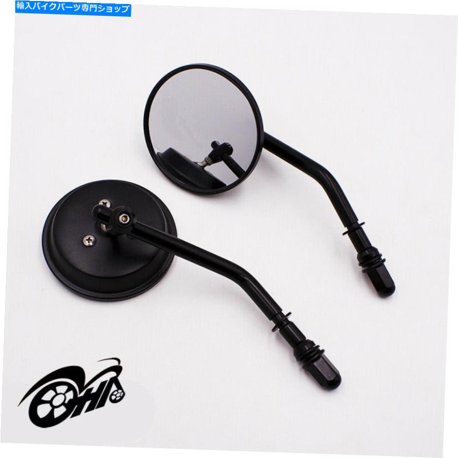 Mirror ハーレー - ダビッドソンのためのオートバイ黒丸サイドリアビュー調整可能なミラー Motorcycle Black Round Side Rear View adjustmentable Mirror For Harley-Davidson【並行輸入品】