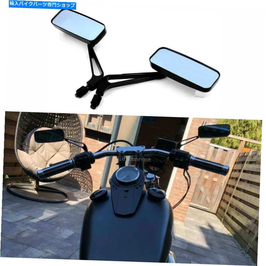 Mirror ハーレーダビッドソンクルーザーボバーチョッパーソフト用長方形オートバイのミラー Rectangle Motorcycle Mirrors For Harley Davidson Cruiser Bobber Chopper Softail【並行輸入品】