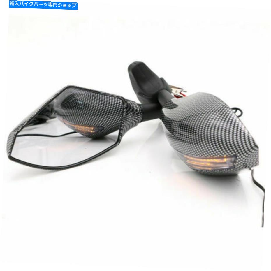 Mirror ホンダCBR600F4ヤマハ用カーボンLEDターン信号インジケータリサイブサイドミラー Carbon LED Turn Signal Indicator Rearview Side Mirrors For Honda CBR600F4 Yamaha【並行輸入品】